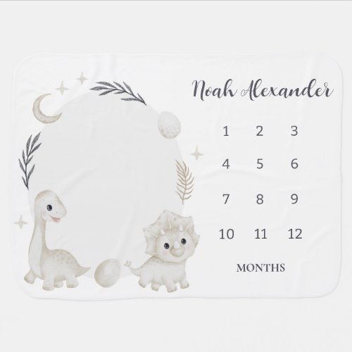 Dinosaur Milestone Personalized Baby Blanket