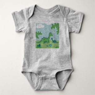 Dinosaur mommy and baby boy kid in nature bodysuit