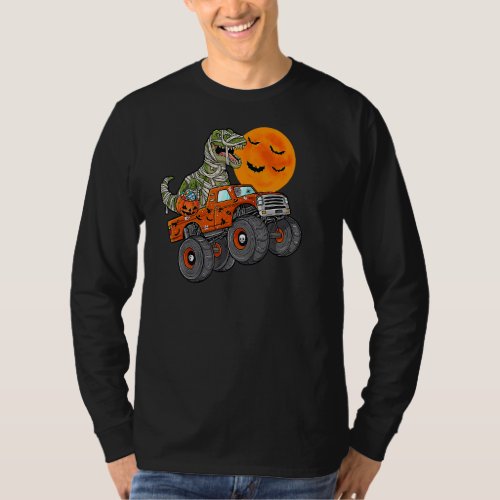Dinosaur Monster Truck Moon Halloween Costume T_Shirt