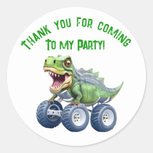 Dinosaur monster truck personalized birthday classic round sticker