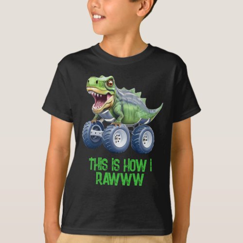Dinosaur monster truck personalized birthday  T_Shirt