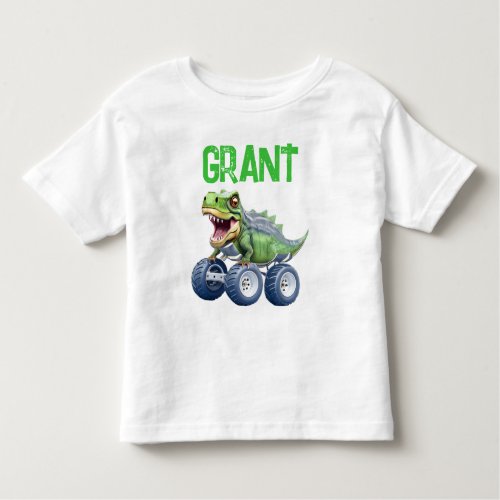 Dinosaur monster truck personalized birthday  toddler t_shirt