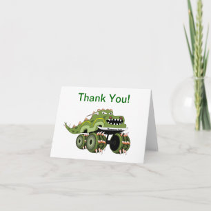 Dinosaur Monster Truck Thank You Card