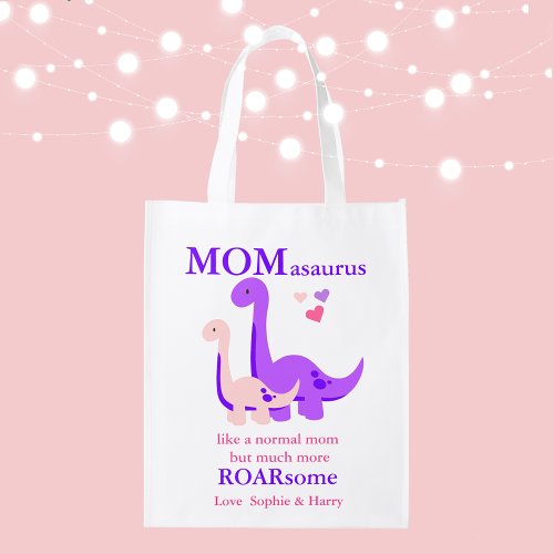 Dinosaur Mothers Day Momosaurus Grocery Bag
