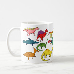 dinosaur mug, types of dinosaur, dinosaur gift, coffee mug
