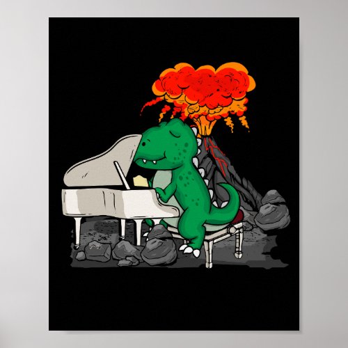 Dinosaur Music Gift Kids T Rex Grand Piano Poster