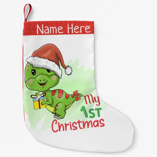 dinosaur my 1st christmas small christmas stocking (Front)