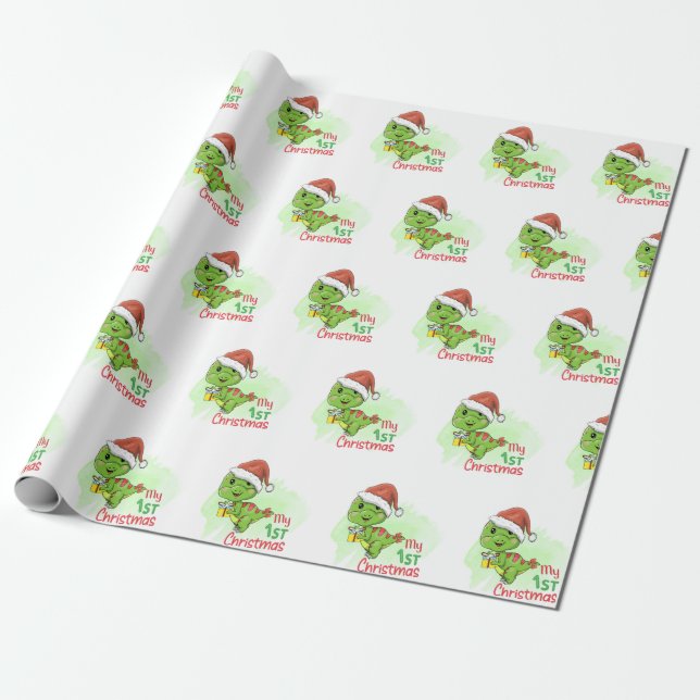 dinosaur my 1st christmas wrapping paper (Unrolled)