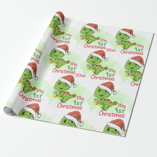 Dinosaur My First Christmas  Wrapping Paper