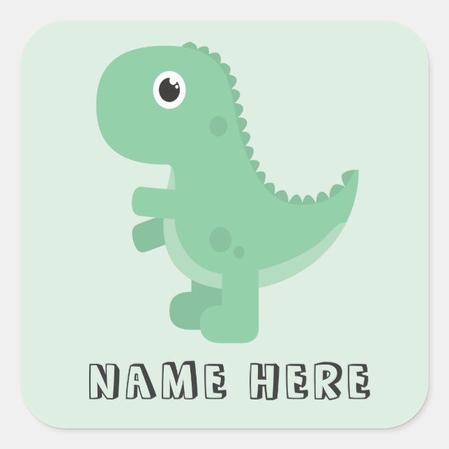 Dinosaur Name Back to School This Book Belongs To Square Sticker (Front)
