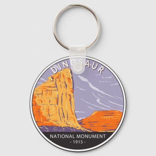 Dinosaur National Monument Vintage Circle  Keychain
