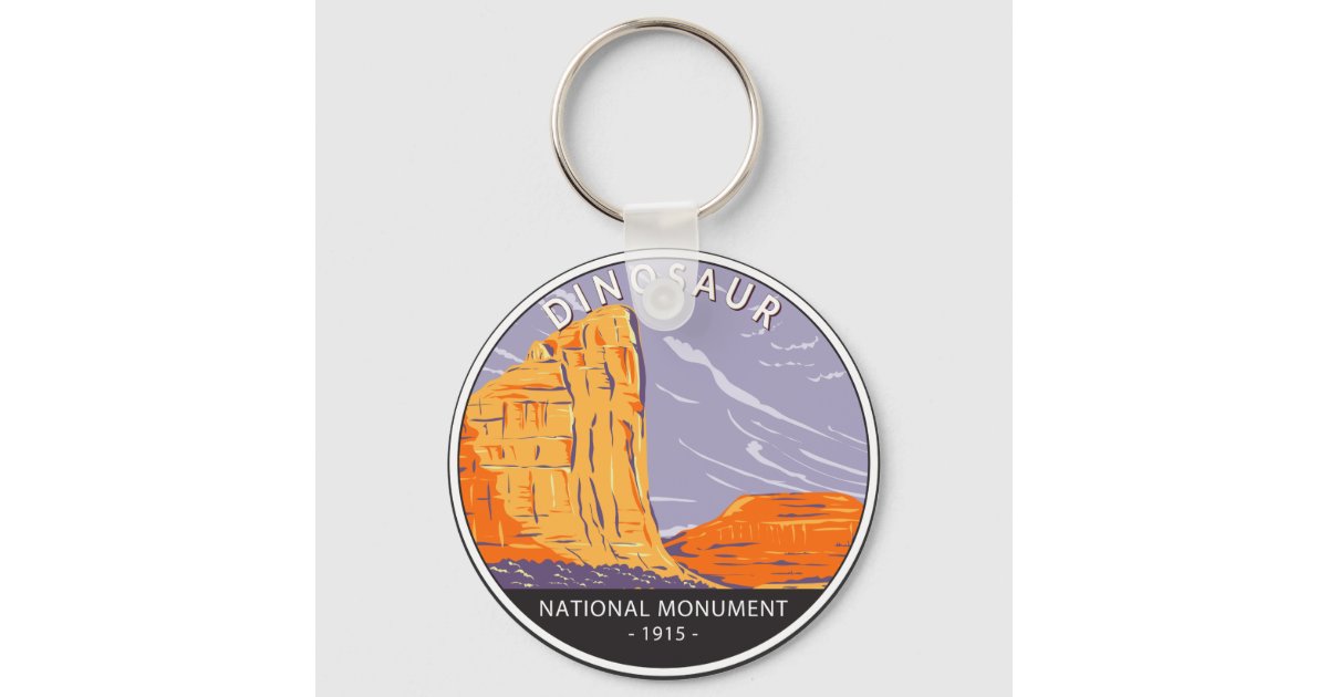 Dinosaur National Monument Vintage Circle Keychain | Zazzle