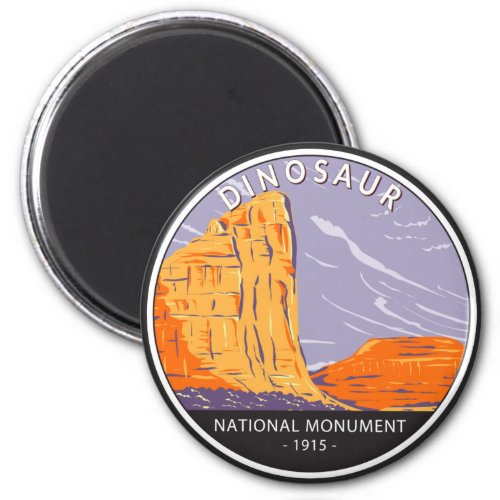 Dinosaur National Monument Vintage Circle Magnet