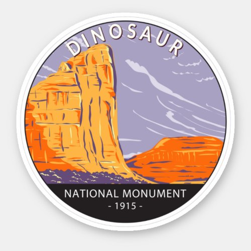Dinosaur National Monument Vintage Circle Sticker