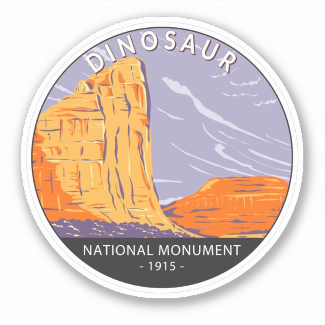 Dinosaur National Monument Vintage Circle Sticker (Front)