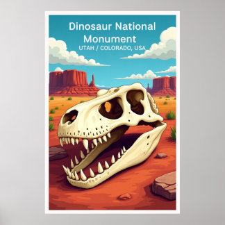 Dinosaur National Monument Vintage Style Travel Po Poster