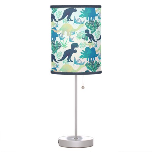 Dinosaur Navy Blue Green Teal Lamp