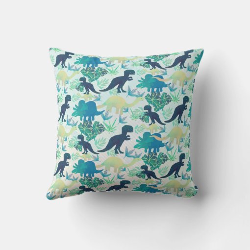 Dinosaur Navy Blue Green Teal Throw Pillow | Zazzle