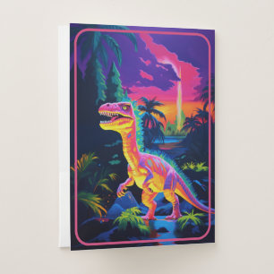 Dinosaur Neon Pocket Folders - Set of 5
