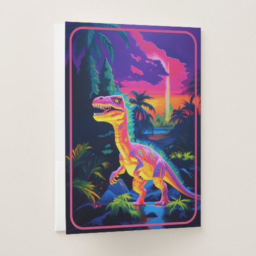 Dinosaur Neon Pocket Folders - Set of 5