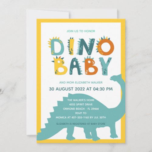 Dinosaur Newborn Baby Boy Shower  Invitation