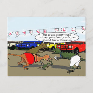 Dinosaur Not Being Pro-Environment Cartoon Postcard