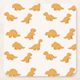 Dinosaur Nugget Playful Celebration Twist Kids  Square Paper Coaster