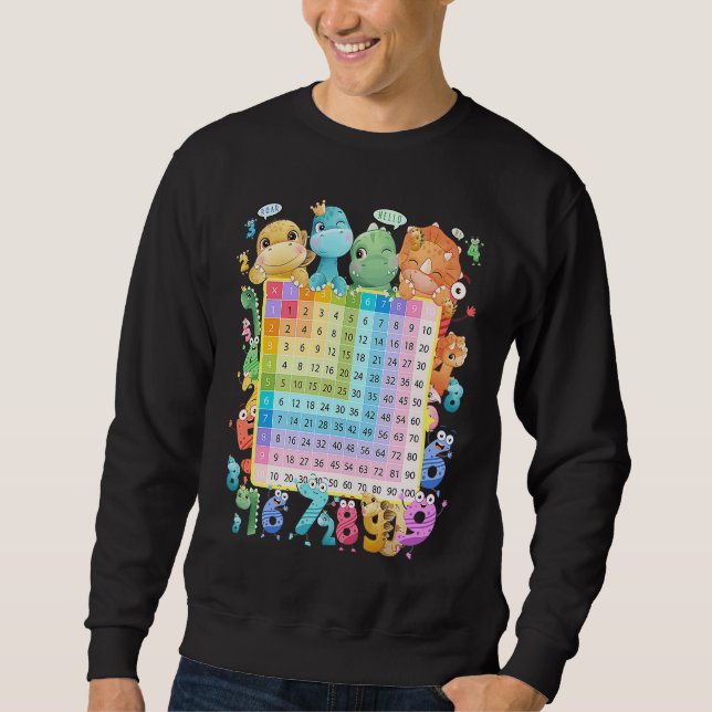 Dinosaur Numbers Idea For Kids & Dino Multiplicati Sweatshirt (Front)