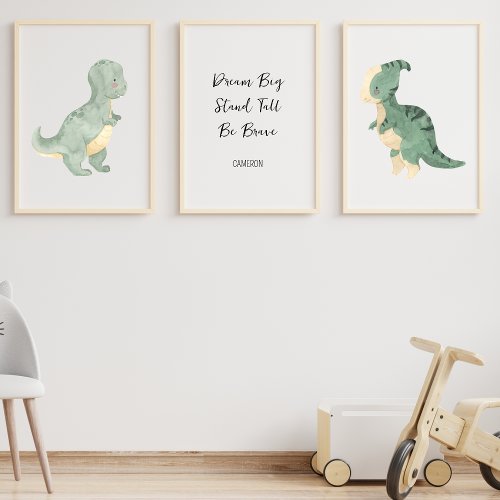 Dinosaur Nursery Art Personalized Text Kids Name Wall Art Sets
