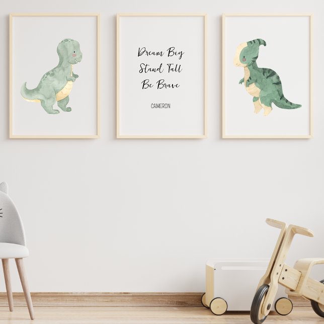 Dinosaur Nursery Art, Personalized Text Kids Name Wall Art Sets (Creator Uploaded)