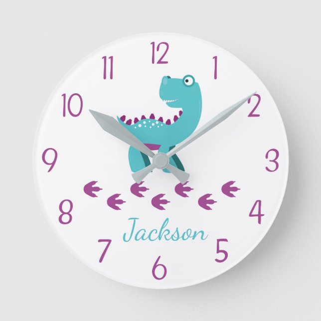 Dinosaur Nursery or Kids Wall Clock (Front)