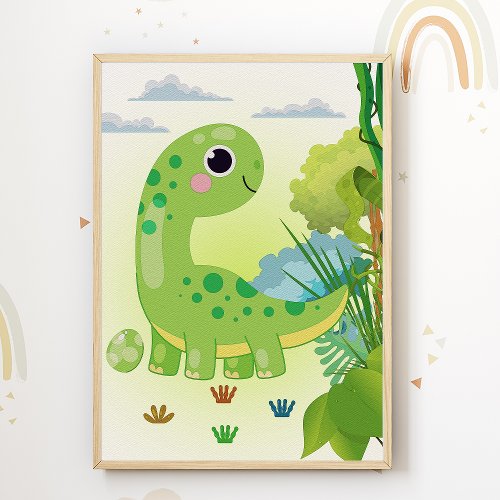 Dinosaur Nursery Print Dino Kids Room Poster