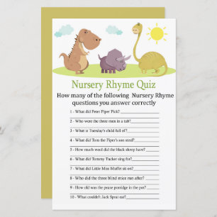 Dinosaur Nursery Rhyme Quiz baby shower game