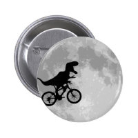 Dinosaur on a Bike In Sky With Moon Fun Button