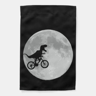 Dinosaur on a Bike In Sky With Moon Garden Flag