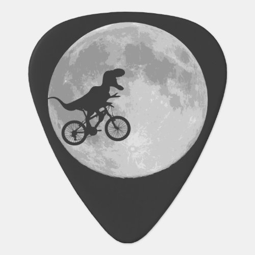 Dinosaur on a Bike In Sky With Moon Guitar Pick