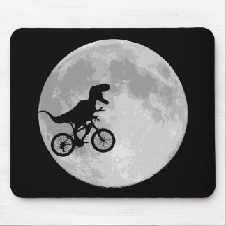 Dinosaur on a Bike In Sky With Moon Mouse Pad