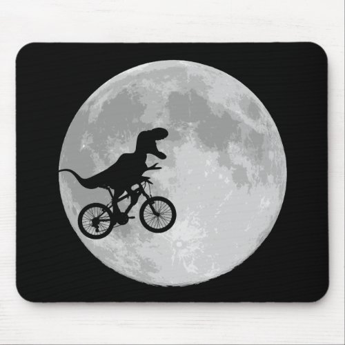 Dinosaur on a Bike In Sky With Moon Mouse Pad