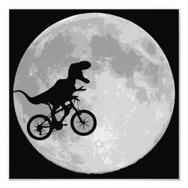 Dinosaur on a Bike In Sky With Moon  Photo Print (Front)
