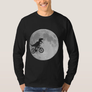 Dinosaur on a Bike In Sky With Moon T-Shirt