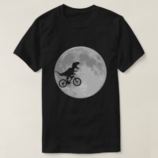 Dinosaur on a Bike In Sky With Moon T-Shirt