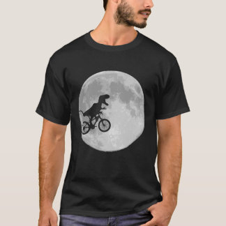 Dinosaur on a Bike In Sky With Moon T-Shirt