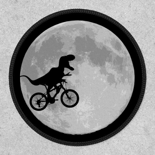 Dinosaur on a Bike In Sky With Moon T_Shirt Patch