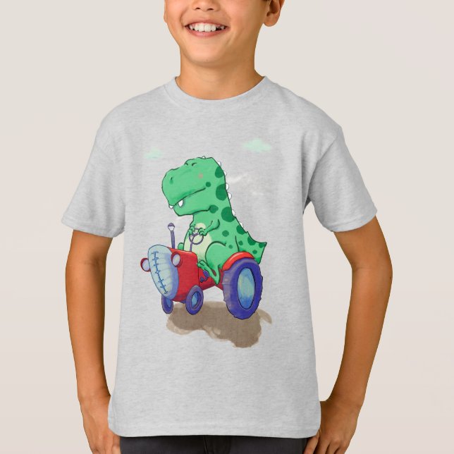 Dinosaur on a tractor T-Shirt (Front)