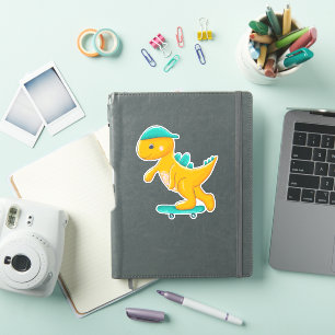 Dinosaur on skateboard sticker