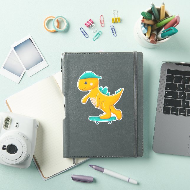 Dinosaur on skateboard sticker (iPad Cover)