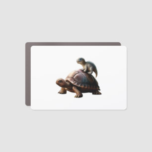 dinosaur on turtle car magnet