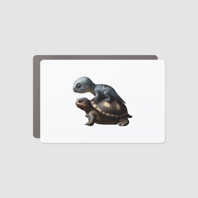 dinosaur on turtle Copy Car Magnet (Front)