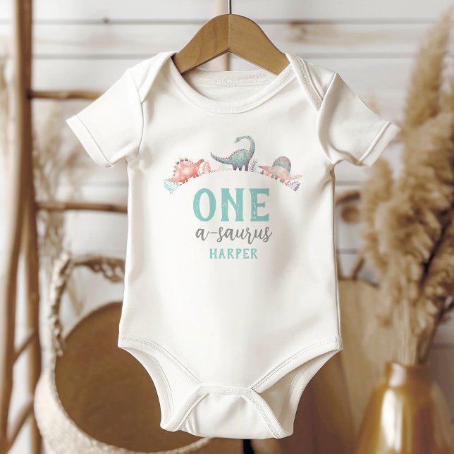 Dinosaur One-A-Saurus 1st Birthday Baby  Bodysuit (Creator Uploaded)