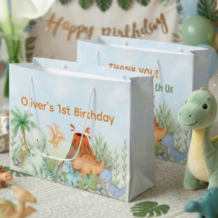 Dinosaur One-A-Saurus 1st Birthday Large Gift Bag
